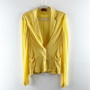 Missoni Vintage Cotton Lightweight Double Button Blazer Jacket Yellow 12